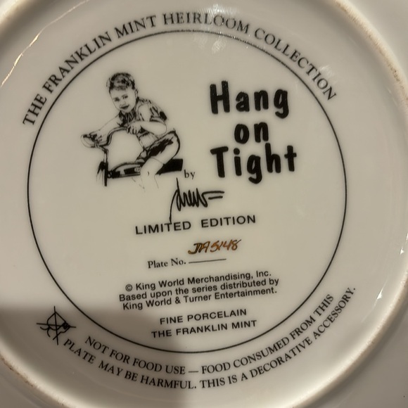 {Franklin Mint} Little Rascal Decorative Plate, "Hang On Tight" Limited Edition - Picture 4 of 4